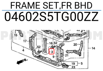 Honda 04602S5TG00ZZ FRAME SET,FR BHD