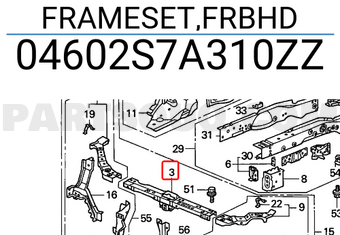 Honda 04602S7A310ZZ FRAMESET,FRBHD