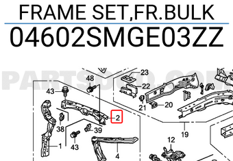 Honda 04602SMGE03ZZ FRAME SET,FR.BULK