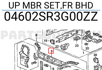 Honda 04602SR3G00ZZ UP MBR SET,FR BHD