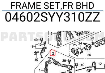 Honda 04602SYY310ZZ FRAME SET,FR BHD