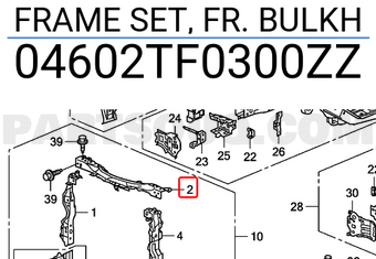 Honda 04602TF0300ZZ FRAME SET, FR. BULKH