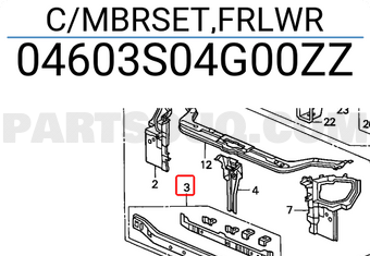 Honda 04603S04G00ZZ C/MBRSET,FRLWR