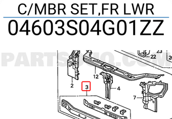 Honda 04603S04G01ZZ C/MBR SET,FR LWR