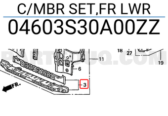 Honda 04603S30A00ZZ C/MBR SET,FR LWR