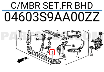 Honda 04603S9AA00ZZ C/MBR SET,FR BHD