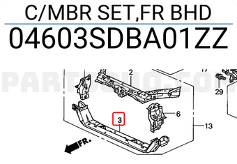 Honda 04603SDBA01ZZ C/MBR SET,FR BHD