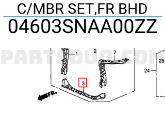 Honda 04603SNAA00ZZ C/MBR SET,FR BHD