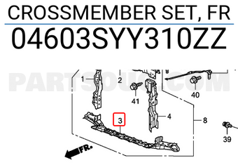 Honda 04603SYY310ZZ CROSSMEMBER SET, FR