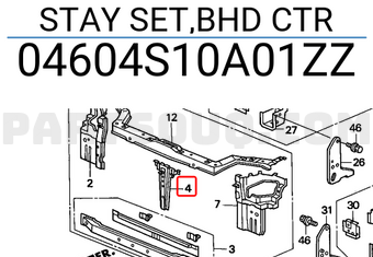 Honda 04604S10A01ZZ STAY SET,BHD CTR