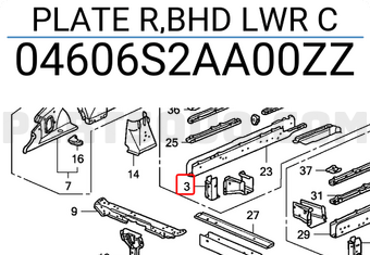 Honda 04606S2AA00ZZ PLATE R,BHD LWR C