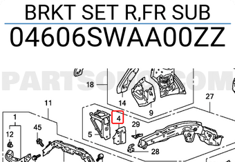 Honda 04606SWAA00ZZ BRKT SET R,FR SUB