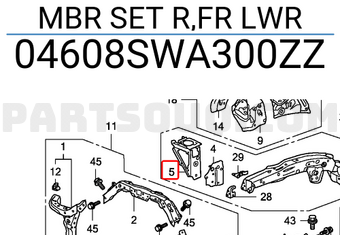 Honda 04608SWA300ZZ MBR SET R,FR LWR