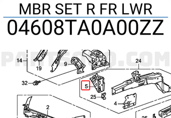 Honda 04608TA0A00ZZ MBR SET R FR LWR