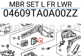 Honda 04609TA0A00ZZ MBR SET L FR LWR