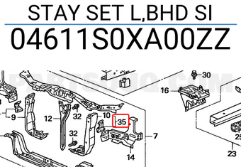 Honda 04611S0XA00ZZ STAY SET L,BHD SI