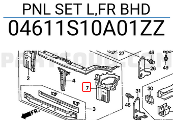 Honda 04611S10A01ZZ PNL SET L,FR BHD