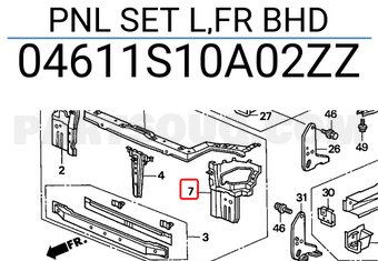 Honda 04611S10A02ZZ PNL SET L,FR BHD