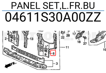 Honda 04611S30A00ZZ PANEL SET,L.FR.BU
