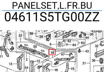 Honda 04611S5TG00ZZ PANELSET,L.FR.BU