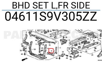 Honda 04611S9V305ZZ BHD SET L,FR SIDE