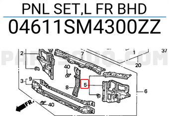 Honda 04611SM4300ZZ PNL SET,L FR BHD