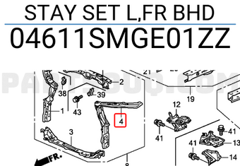 Honda 04611SMGE01ZZ STAY SET L,FR BHD