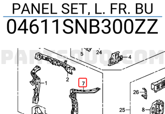 Honda 04611SNB300ZZ PANEL SET, L. FR. BU