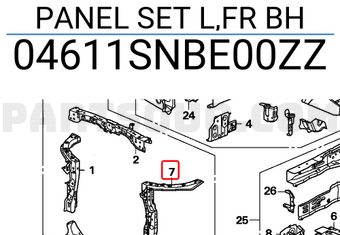 Honda 04611SNBE00ZZ PANEL SET L,FR BH