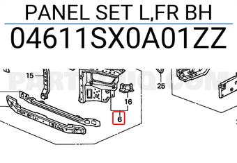 Honda 04611SX0A01ZZ PANEL SET L,FR BH