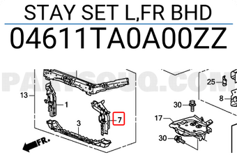 Honda 04611TA0A00ZZ STAY SET L,FR BHD