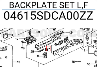 Honda 04615SDCA00ZZ BACKPLATE SET L,F