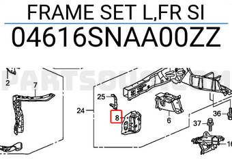 Honda 04616SNAA00ZZ FRAME SET L,FR SI
