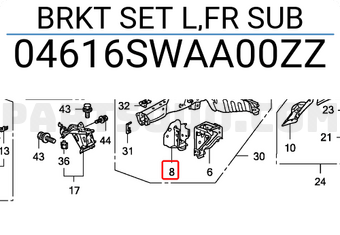 Honda 04616SWAA00ZZ BRKT SET L,FR SUB