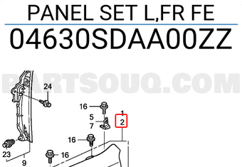 Honda 04630SDAA00ZZ PANEL SET L,FR FE