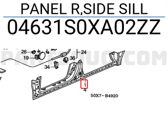 Honda 04631S0XA02ZZ PANEL R,SIDE SILL