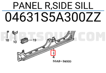 Honda 04631S5A300ZZ PANEL R,SIDE SILL