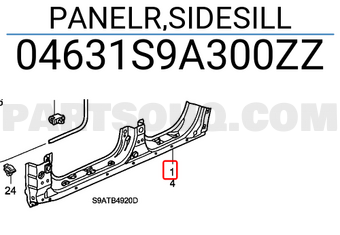 Honda 04631S9A300ZZ PANELR,SIDESILL