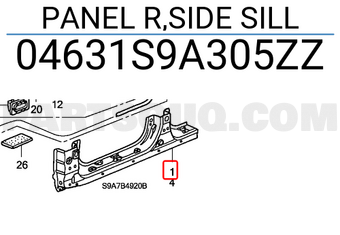 Honda 04631S9A305ZZ PANEL R,SIDE SILL