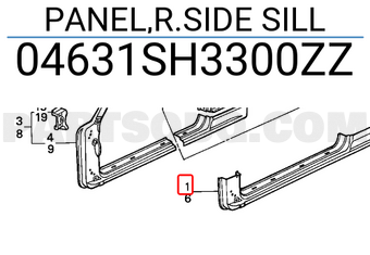 Honda 04631SH3300ZZ PANEL,R.SIDE SILL
