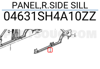 Honda 04631SH4A10ZZ PANEL,R.SIDE SILL