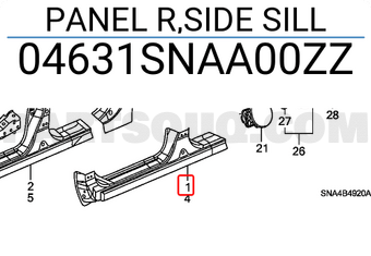 Honda 04631SNAA00ZZ PANEL R,SIDE SILL