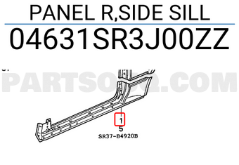 Honda 04631SR3J00ZZ PANEL R,SIDE SILL