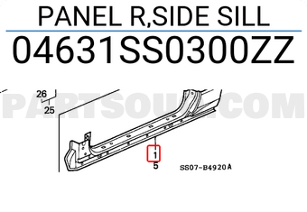 Honda 04631SS0300ZZ PANEL R,SIDE SILL