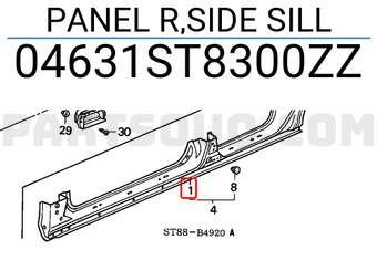 Honda 04631ST8300ZZ PANEL R,SIDE SILL