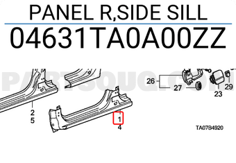Honda 04631TA0A00ZZ PANEL R,SIDE SILL