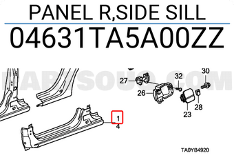 Honda 04631TA5A00ZZ PANEL R,SIDE SILL