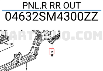 Honda 04632SM4300ZZ PNL,R RR OUT