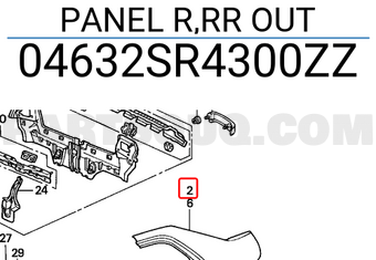 Honda 04632SR4300ZZ PANEL R,RR OUT