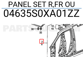 Honda 04635S0XA01ZZ PANEL SET R,FR OU